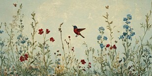 花丛中飞翔的美丽蜂鸟