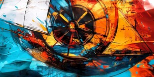 抽象涡轮发动机艺术画作