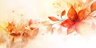 梦幻秋日花卉水彩背景图