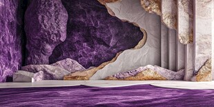 紫色岩石风室内装饰场景