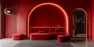 红色系时尚现代室内空间