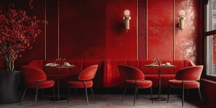 复古红调精致餐厅室内景
