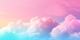 梦幻粉蓝云朵天空美景