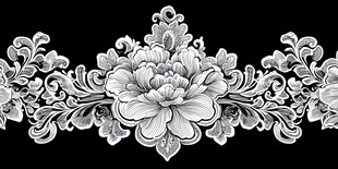 黑白花卉装饰纹样