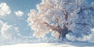 冬日雪树 梦幻天空之景