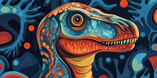 多彩恐龙头像插画