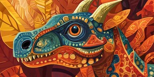 奇幻多彩恐龙的艺术形象