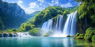 壮丽山水间的绝美瀑布