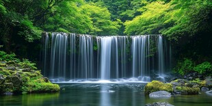 翠绿山林中的绝美瀑布