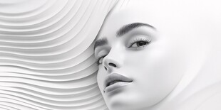 优雅女性与波纹艺术背景