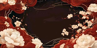 中式繁花边框背景图