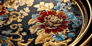 中式奢华花卉纹精美圆盘