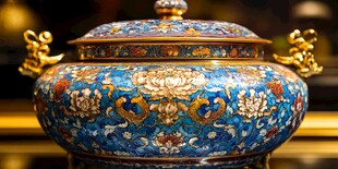 精美蓝地珐琅彩盖罐
