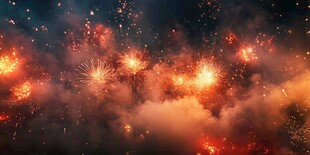 璀璨烟花绽放夜空