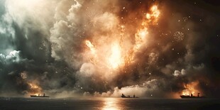 海上战火纷飞壮观场景