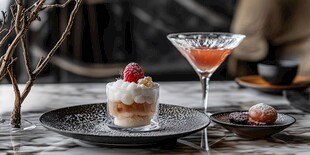 精致甜点与鸡尾酒的组合