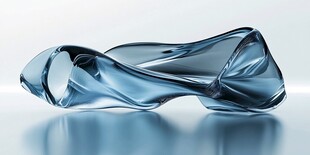 蓝色流动质感透明艺术造型