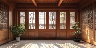 中式古典木构房间内景