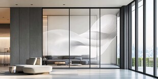 现代简约风客厅玻璃隔断