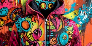 酷炫涂鸦风连帽衫展示