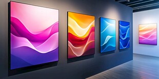 现代抽象艺术画作展厅