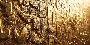 金色浮雕文字细节特写