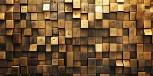 金色字母积木墙面艺术