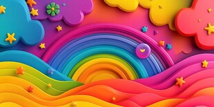 梦幻彩虹童趣背景图
