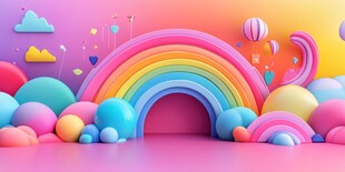 梦幻彩虹童趣场景