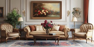 欧式典雅客厅温馨场景