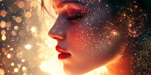 梦幻光斑中的绝美女性侧颜