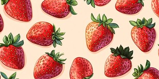 草莓图案 清新水果插画