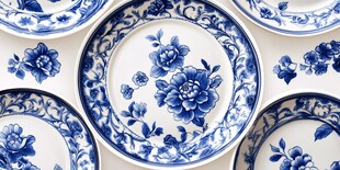 青花瓷盘 传统花卉纹饰
