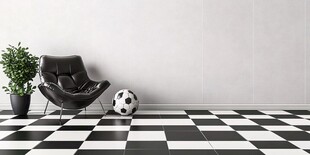 黑白格调室内的休闲一角