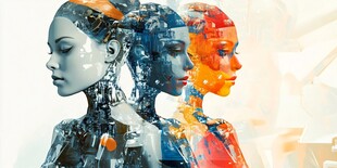 三个机器人头像的科技画面