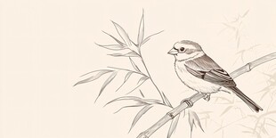 竹枝上的小鸟