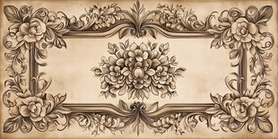 复古花卉边框装饰图案