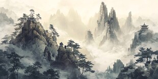 水墨山水间 奇峰隐云雾