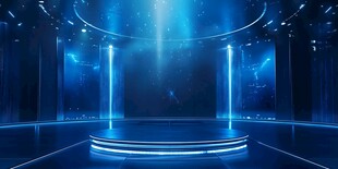 科技感蓝色梦幻舞台空间