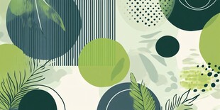 清新绿植几何图案背景