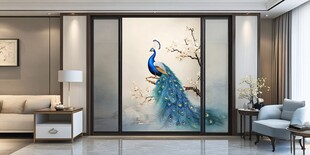孔雀壁画装点雅致客厅