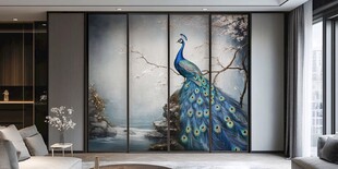 客厅中式孔雀艺术屏风