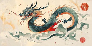 中式水墨飞龙 祥瑞之象