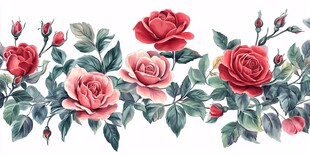 玫瑰花卉边饰图案设计