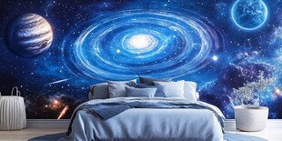 梦幻星空卧室背景墙