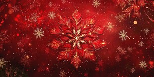 红色璀璨雪花节日背景图