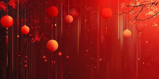 喜庆红背景挂饰灯笼图