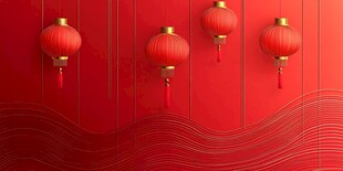 红色背景上的喜庆红灯笼