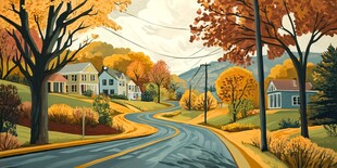 秋日乡村蜿蜒公路美景