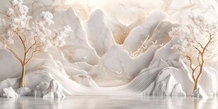 梦幻山水间的静谧雪景